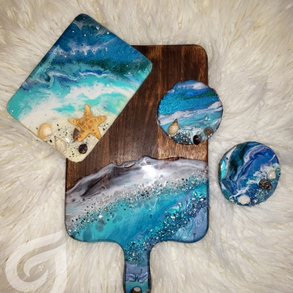 HP🥳Handmade Cutting Board Coaster Dining Kitchen - Picture 5 of 6